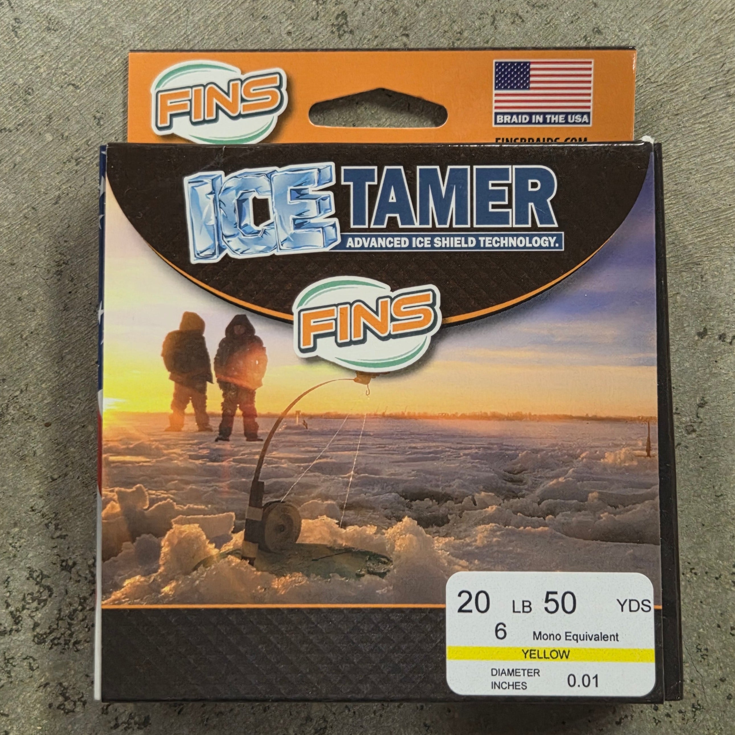 Fins Ice Tamer 20lb Yellow 50 Yards Fishing Line