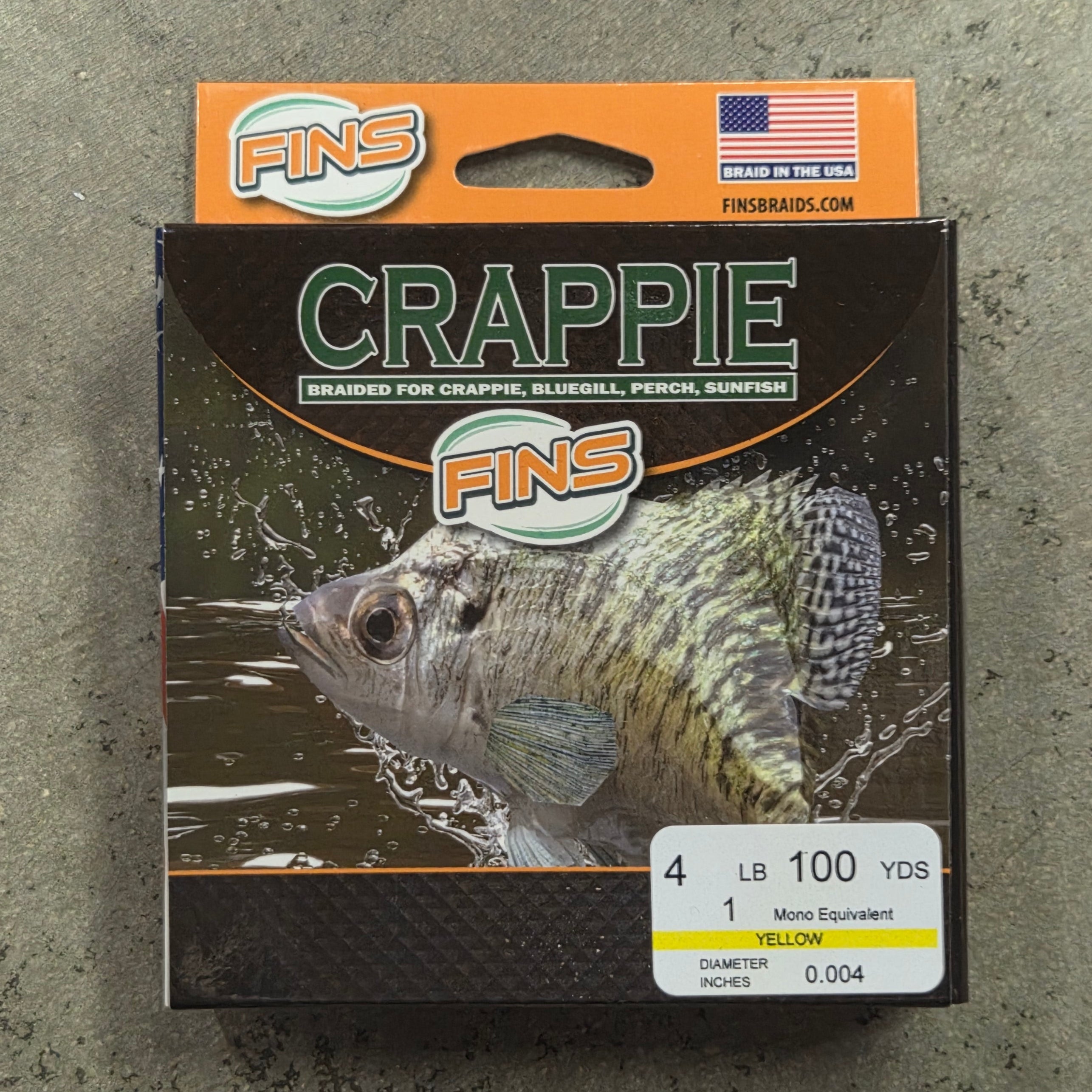 Fins Crappie 4lb Yellow 100 Yards Fishing Line