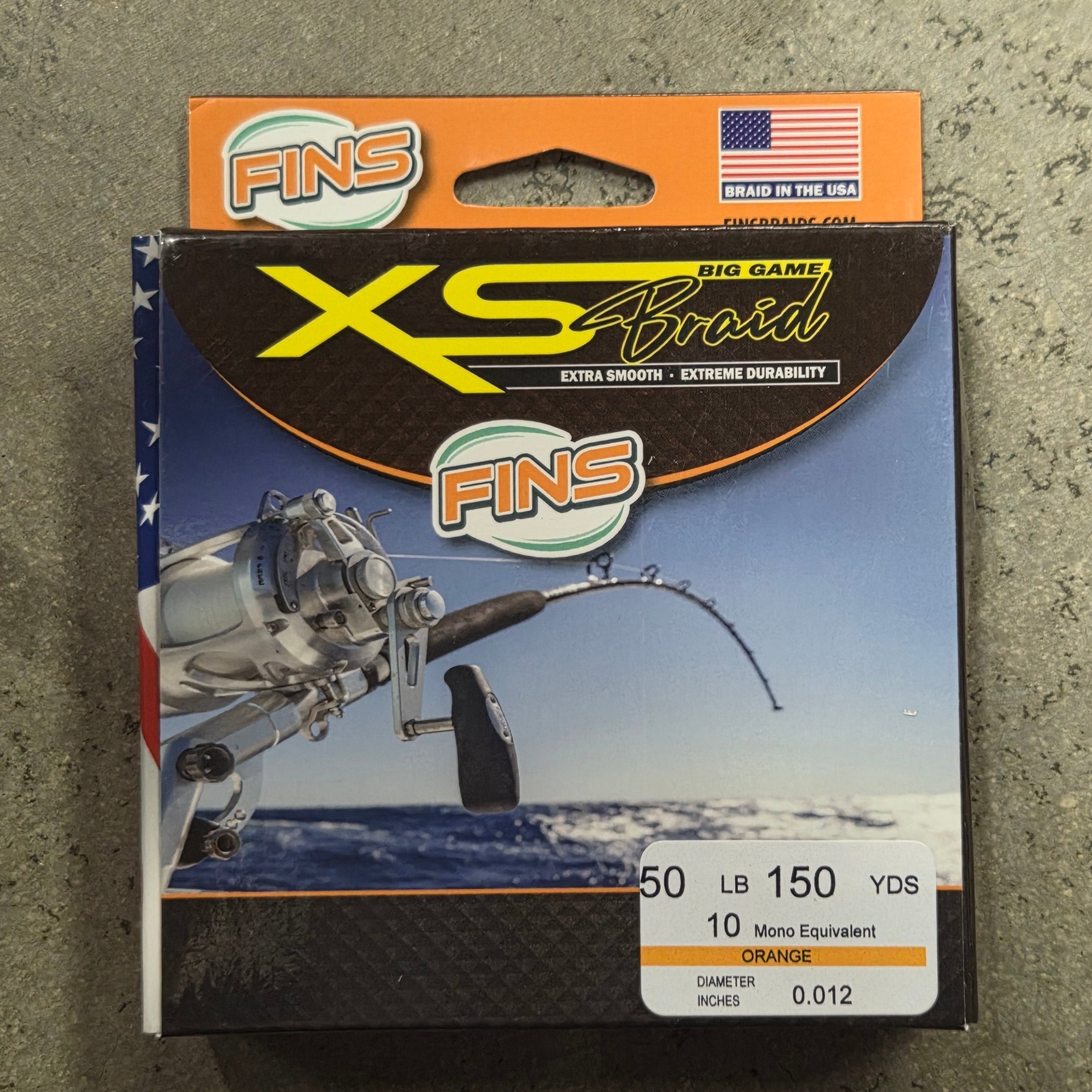 Fins XS Big Game Braid 50lb Orange 150 Yards Fishing Line