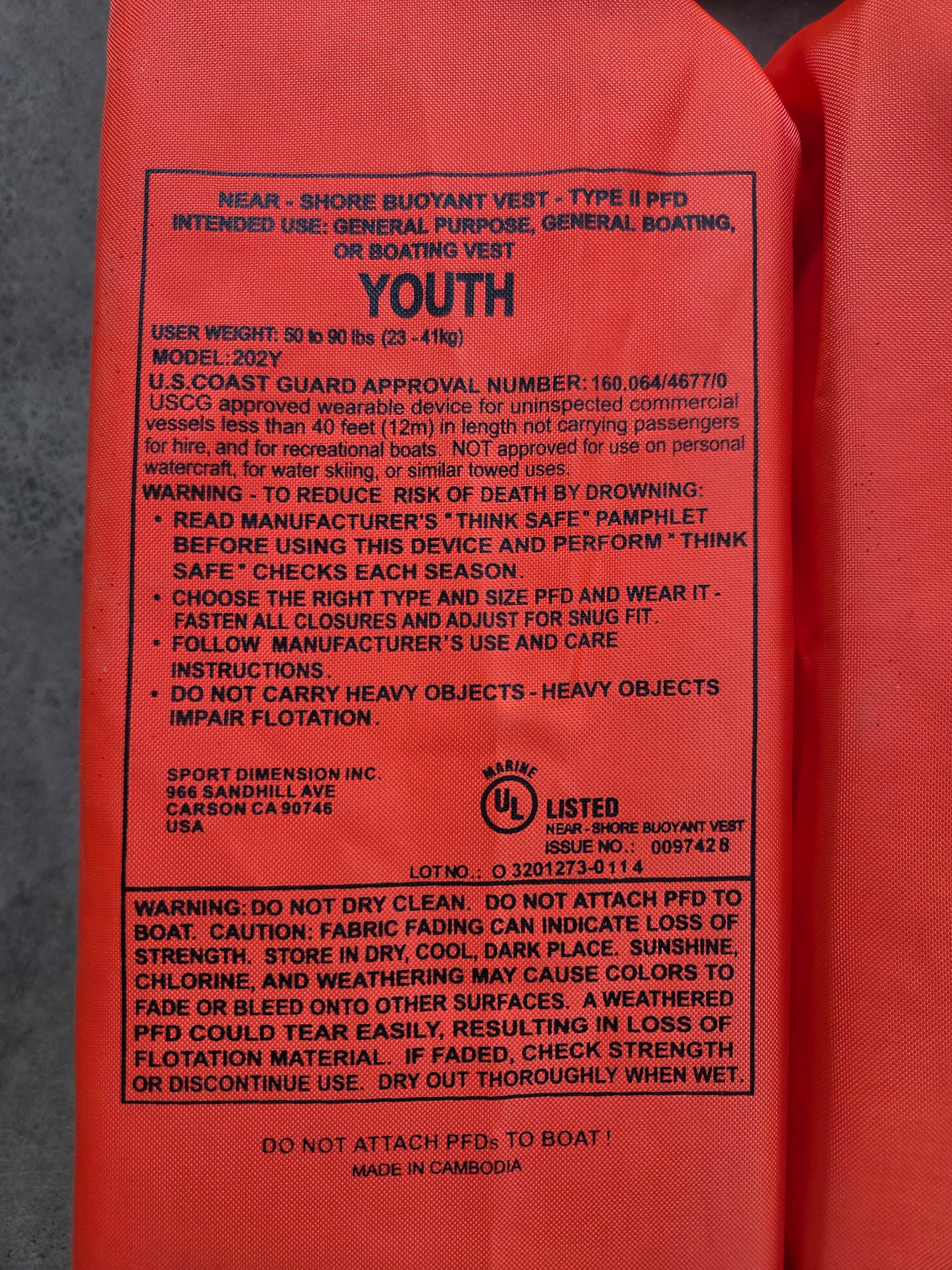 Sea Choice Blaze Orange Type 2 PDF