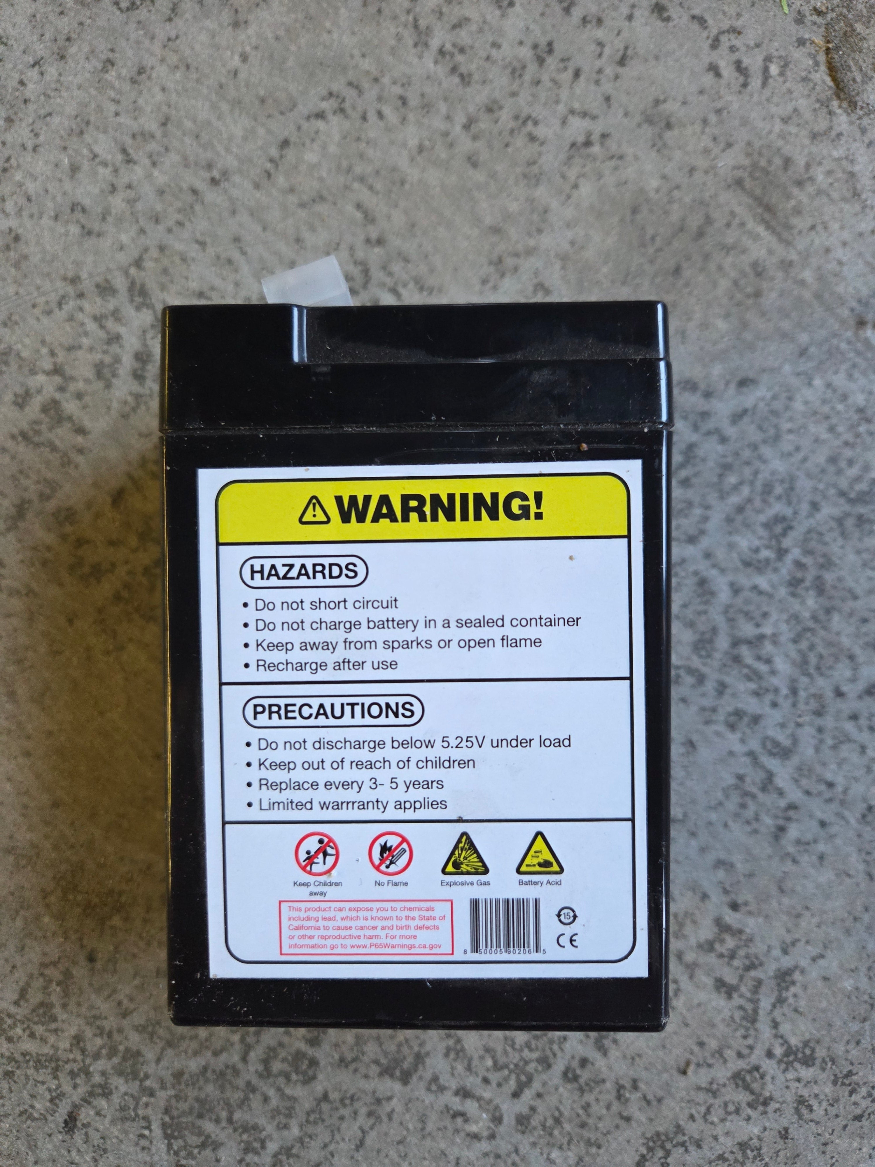 Mighty Max Battery Model ML4-6 6 Volt 4.5 Amp Hr.