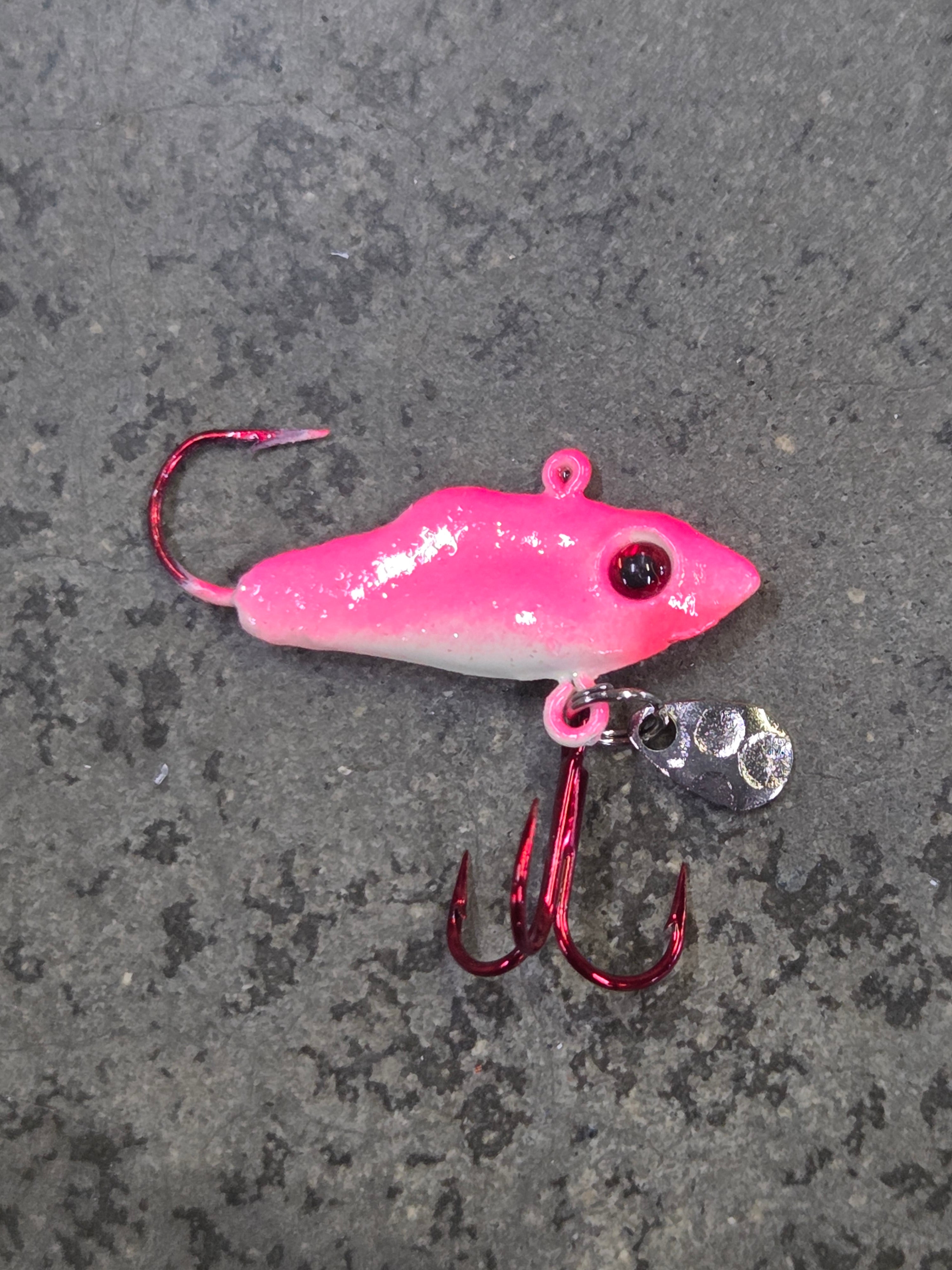 Pink Vertical Blade Jig with Treble Hook #6 (Pack of 4)