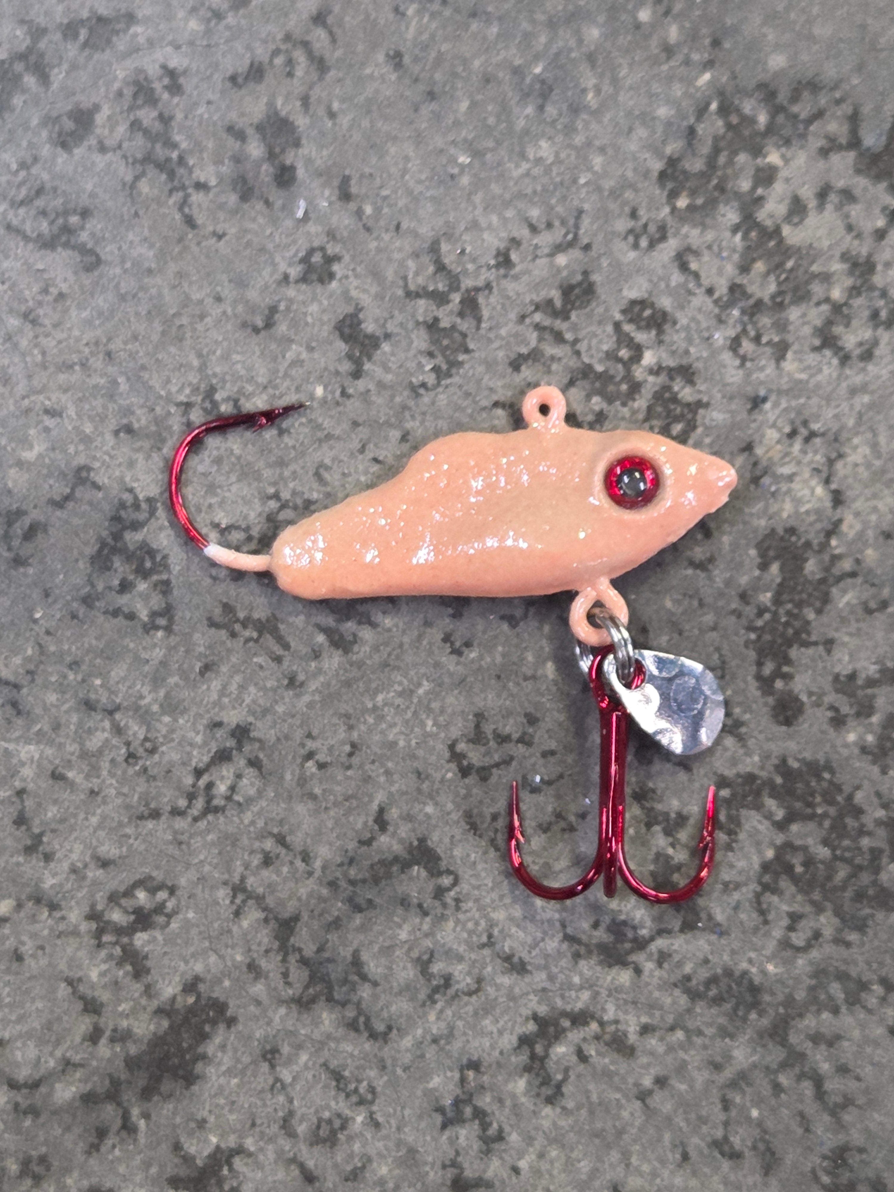 Tan Vertical Blade Jig with Treble Hook #6 (Pack of 4)